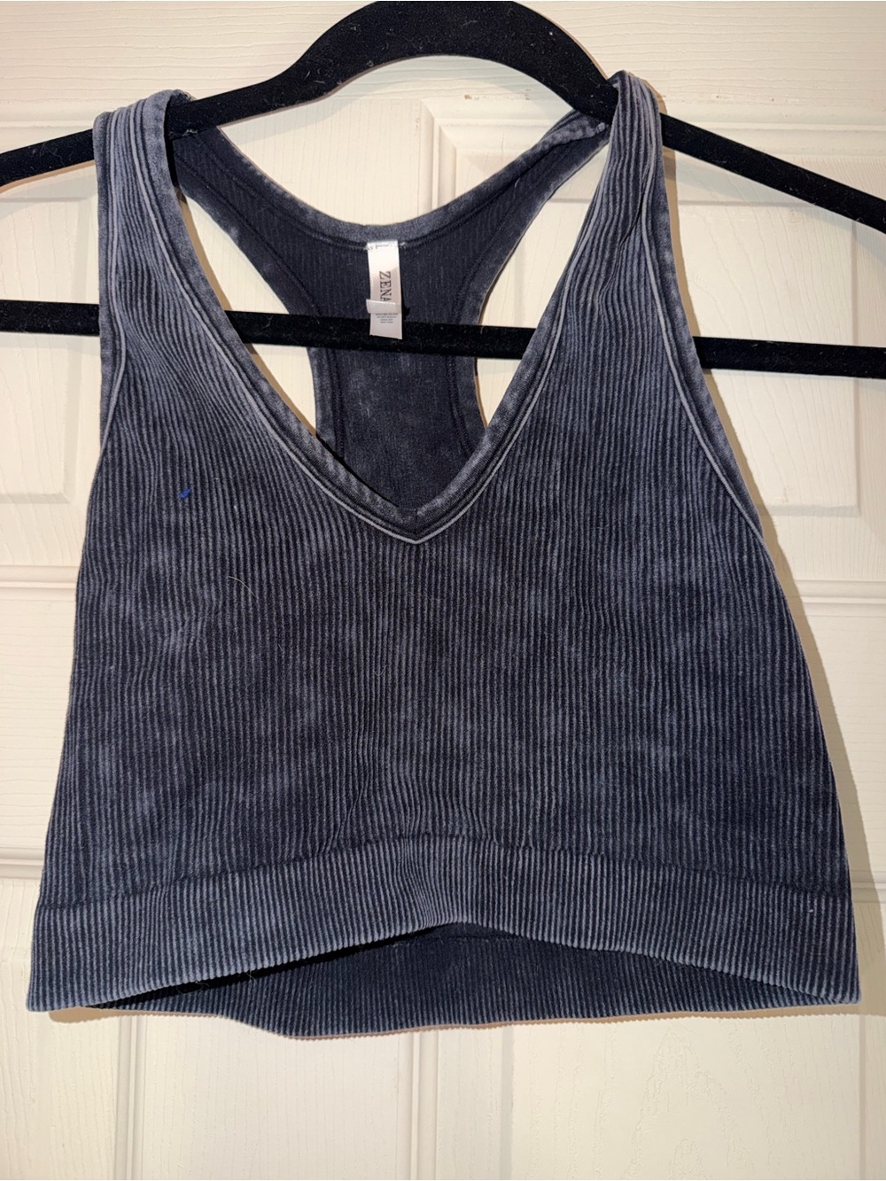 Zenana  Women's Charcoal Ribbed Racerback Crop Tank